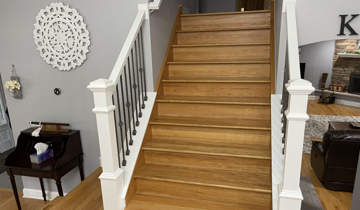 indoor stairs and railings