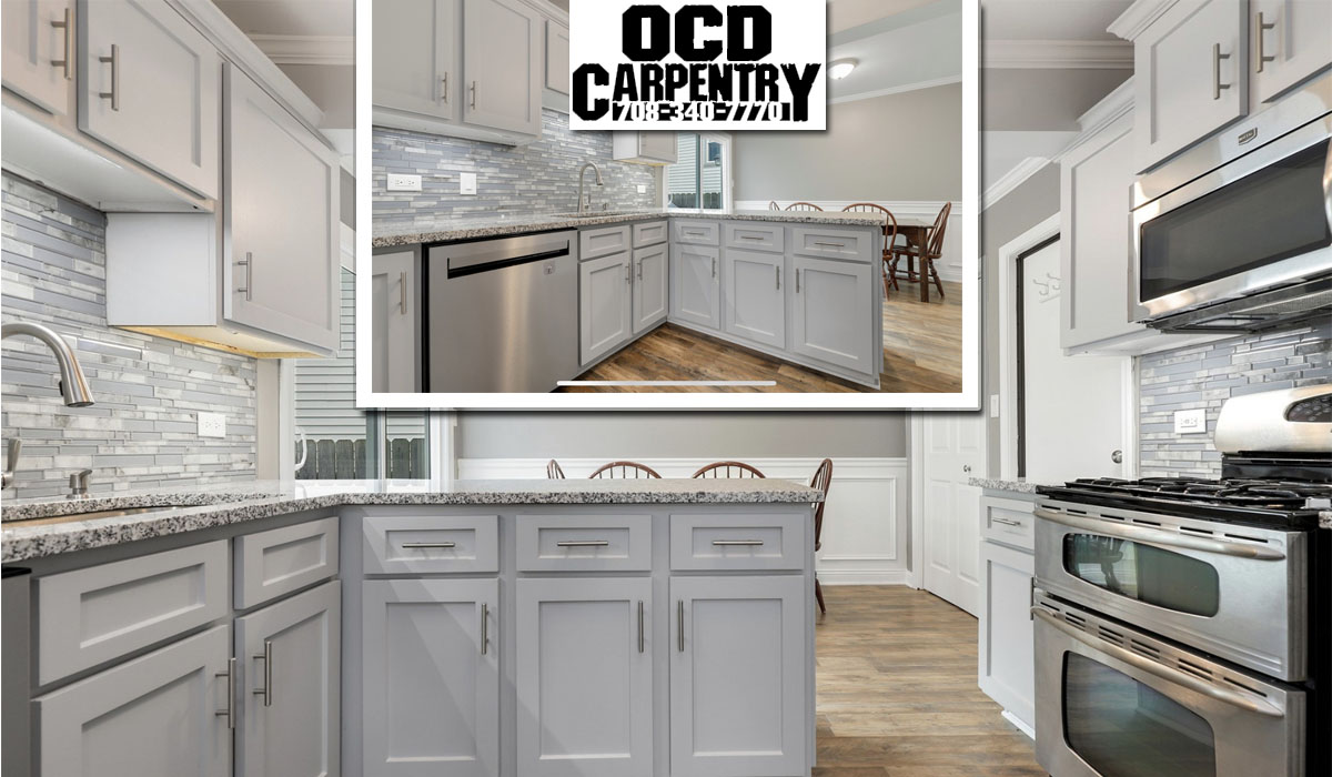 modern kitchen design with kitchen cabinets and granite countertops